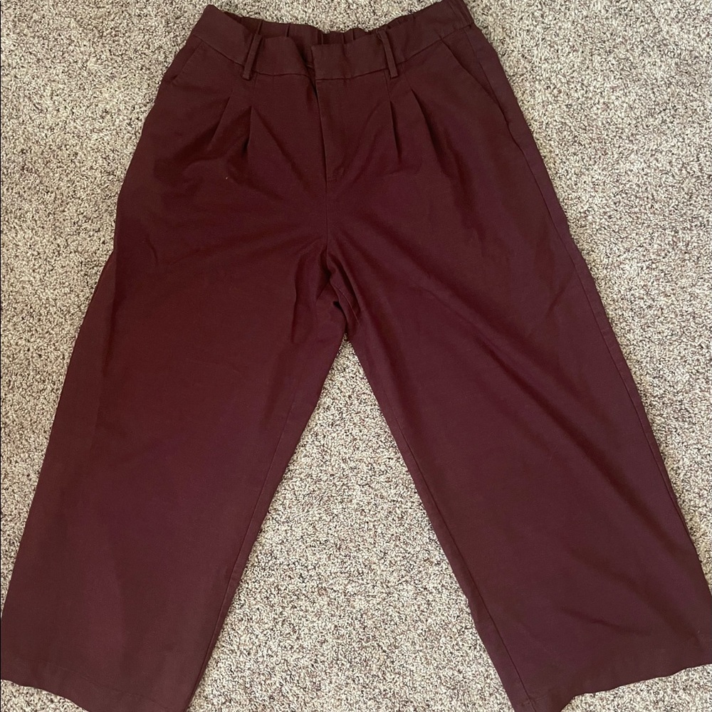WIDE LEG BURGUNDY TROUSERS